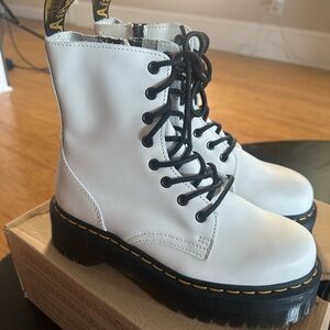 Dr. Martens white platform combat boots